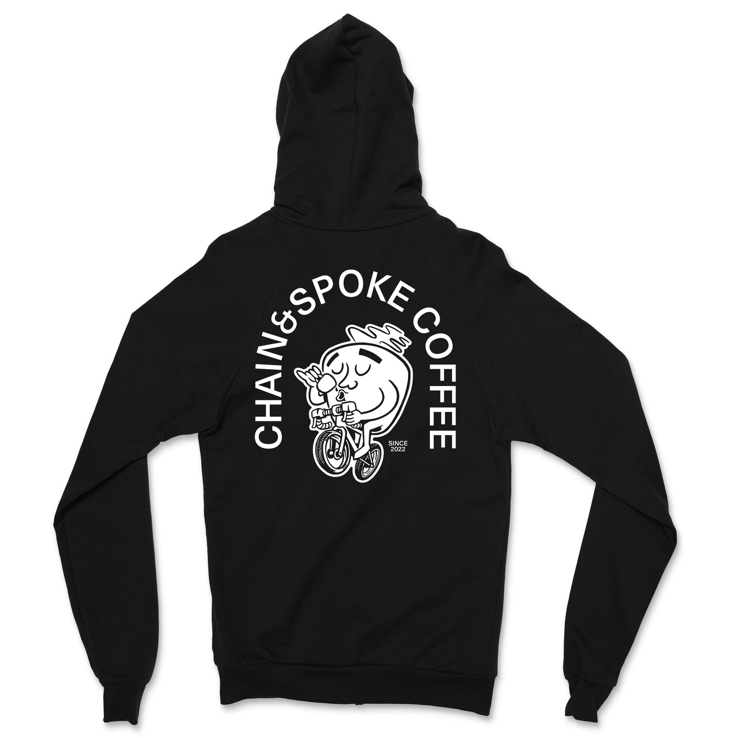 Chain & Spoke Black Full-Zip Hooded Sweatshirt (Long Sleeve)